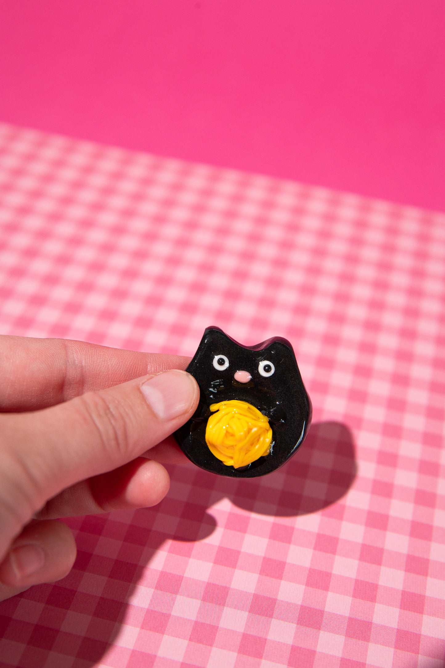 Cute pasta cat worry stone handmade polymer clay