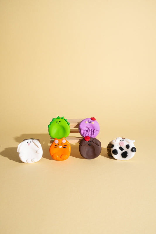 Handgemachte Fidget Toy Sorgensteine Mix Tiere (Katze, Hund, T-Rex, Oktopus, Kuh) für Selbstregulation