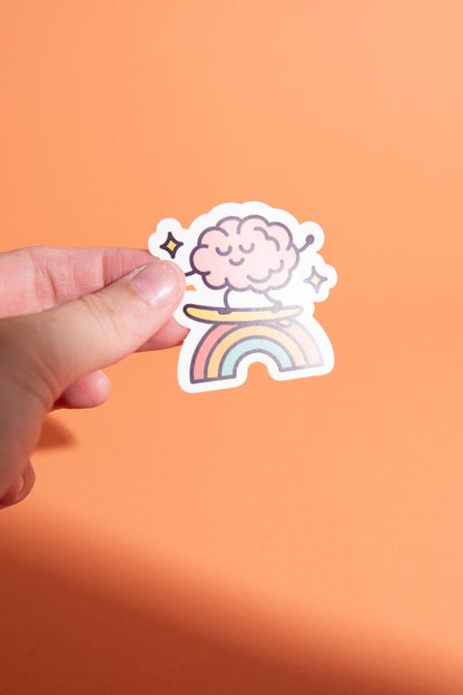 Sticker Skateboard Gehirn Regenbogen