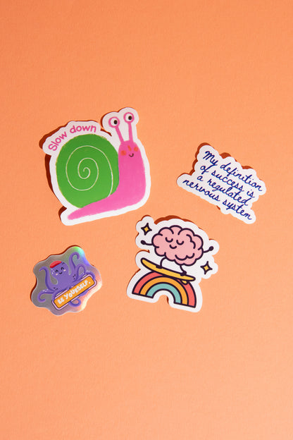 Sticker Skateboard Gehirn Regenbogen